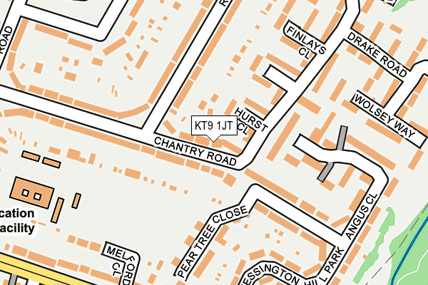 KT9 1JT map - OS OpenMap – Local (Ordnance Survey)