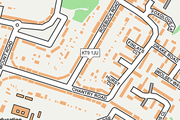 KT9 1JU map - OS OpenMap – Local (Ordnance Survey)