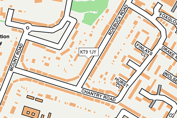 KT9 1JY map - OS OpenMap – Local (Ordnance Survey)
