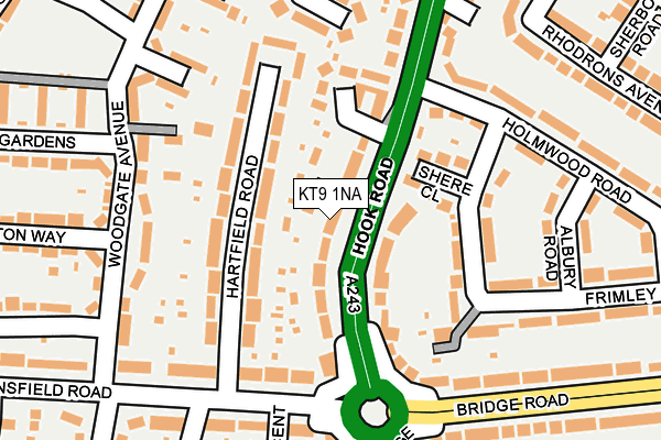 KT9 1NA map - OS OpenMap – Local (Ordnance Survey)