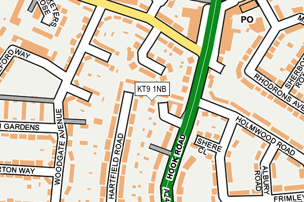 KT9 1NB map - OS OpenMap – Local (Ordnance Survey)