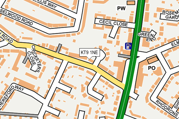 KT9 1NE map - OS OpenMap – Local (Ordnance Survey)