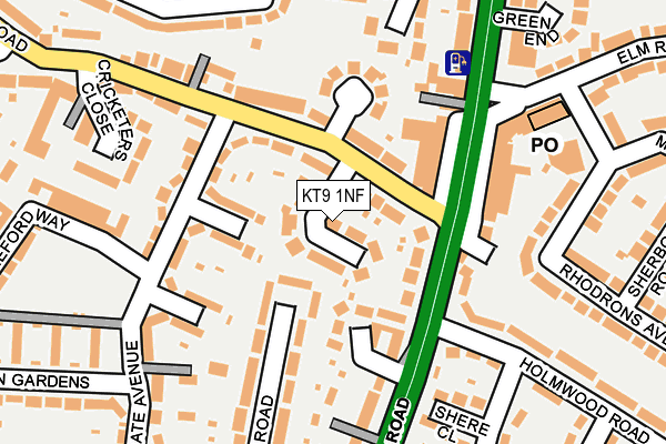 KT9 1NF map - OS OpenMap – Local (Ordnance Survey)