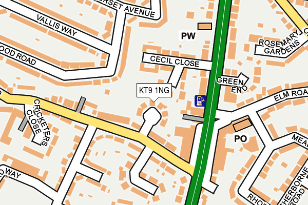 KT9 1NG map - OS OpenMap – Local (Ordnance Survey)