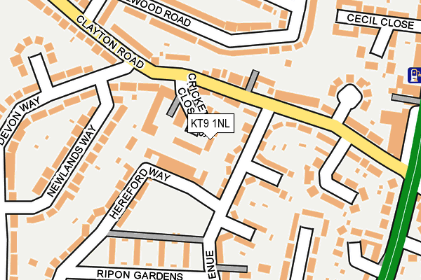 KT9 1NL map - OS OpenMap – Local (Ordnance Survey)