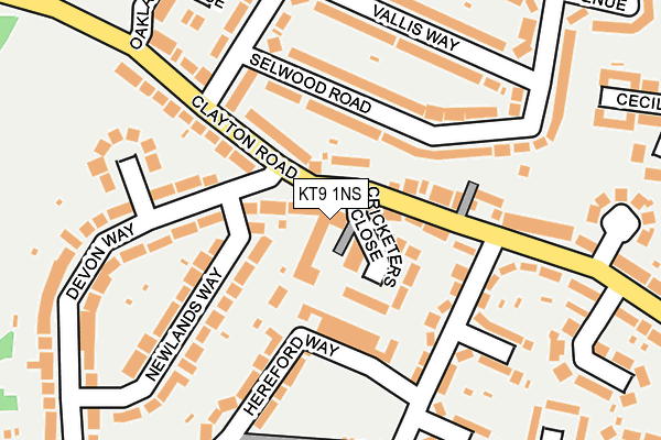 KT9 1NS map - OS OpenMap – Local (Ordnance Survey)