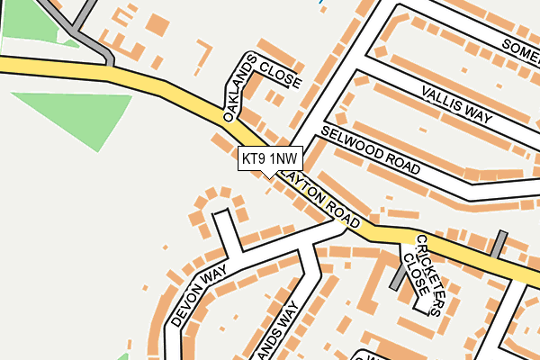 KT9 1NW map - OS OpenMap – Local (Ordnance Survey)