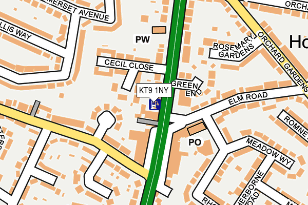 KT9 1NY map - OS OpenMap – Local (Ordnance Survey)