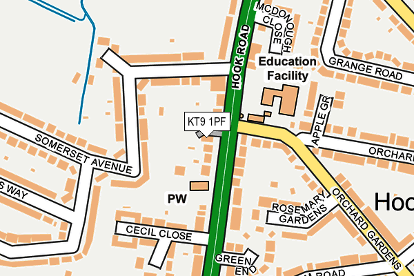 KT9 1PF map - OS OpenMap – Local (Ordnance Survey)