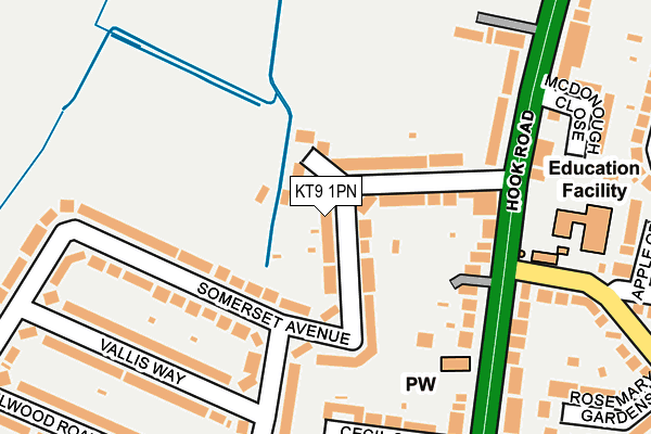 KT9 1PN map - OS OpenMap – Local (Ordnance Survey)