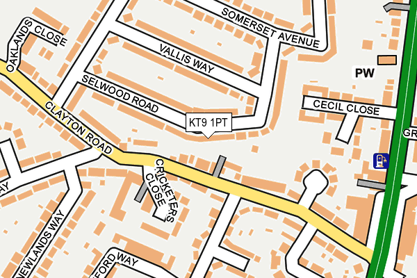 KT9 1PT map - OS OpenMap – Local (Ordnance Survey)