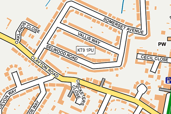 KT9 1PU map - OS OpenMap – Local (Ordnance Survey)