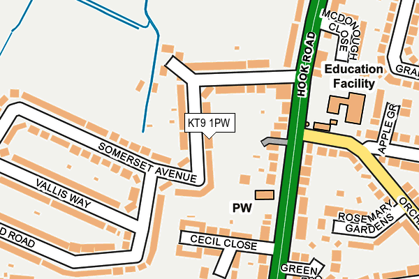 KT9 1PW map - OS OpenMap – Local (Ordnance Survey)