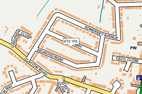 KT9 1PX map - OS OpenMap – Local (Ordnance Survey)