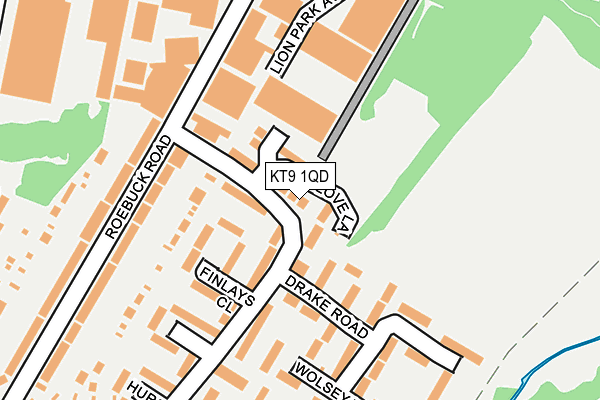 KT9 1QD map - OS OpenMap – Local (Ordnance Survey)