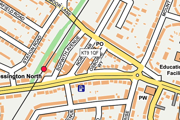 KT9 1QF map - OS OpenMap – Local (Ordnance Survey)