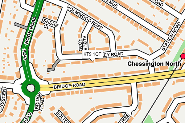 KT9 1QT map - OS OpenMap – Local (Ordnance Survey)