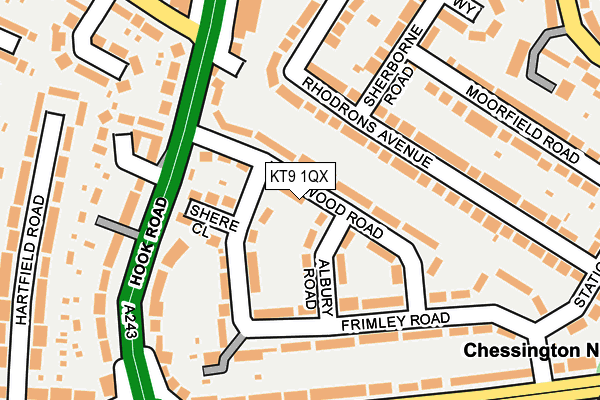 KT9 1QX map - OS OpenMap – Local (Ordnance Survey)