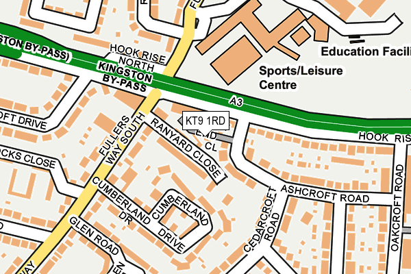 KT9 1RD map - OS OpenMap – Local (Ordnance Survey)