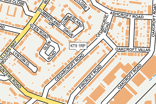 KT9 1RP map - OS OpenMap – Local (Ordnance Survey)