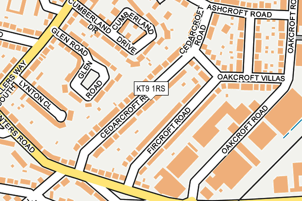 KT9 1RS map - OS OpenMap – Local (Ordnance Survey)