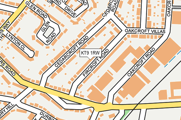 KT9 1RW map - OS OpenMap – Local (Ordnance Survey)