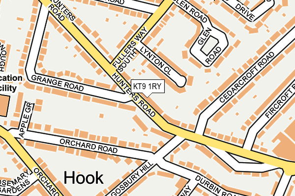 KT9 1RY map - OS OpenMap – Local (Ordnance Survey)