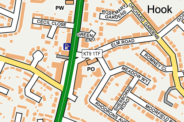 KT9 1TF map - OS OpenMap – Local (Ordnance Survey)