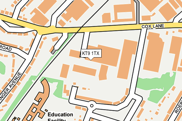 KT9 1TX map - OS OpenMap – Local (Ordnance Survey)