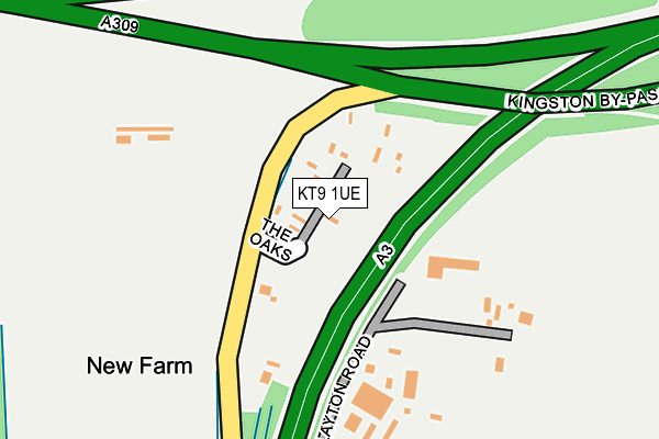 KT9 1UE map - OS OpenMap – Local (Ordnance Survey)