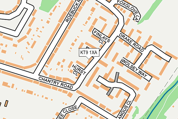 KT9 1XA map - OS OpenMap – Local (Ordnance Survey)