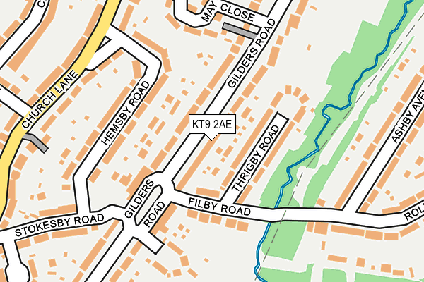 KT9 2AE map - OS OpenMap – Local (Ordnance Survey)