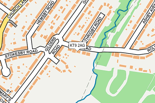 KT9 2AG map - OS OpenMap – Local (Ordnance Survey)