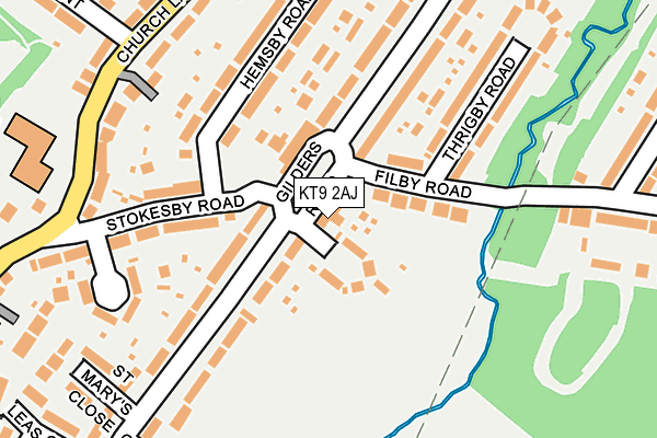 KT9 2AJ map - OS OpenMap – Local (Ordnance Survey)