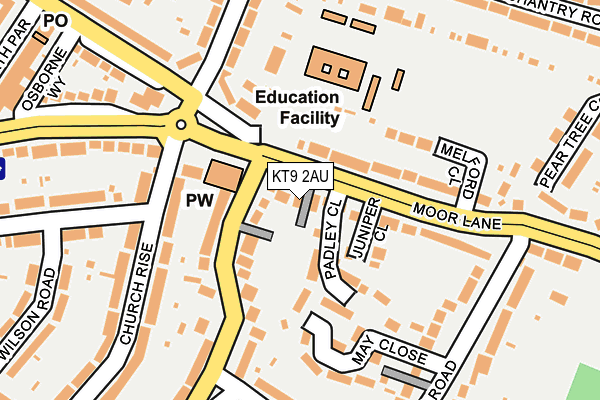 KT9 2AU map - OS OpenMap – Local (Ordnance Survey)