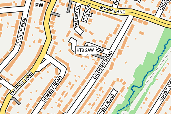 KT9 2AW map - OS OpenMap – Local (Ordnance Survey)