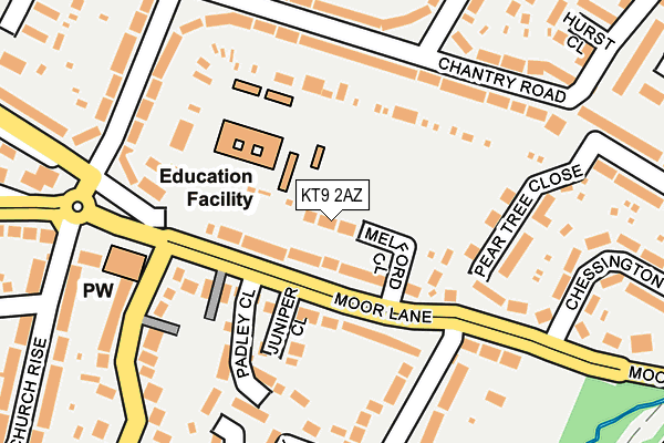 KT9 2AZ map - OS OpenMap – Local (Ordnance Survey)