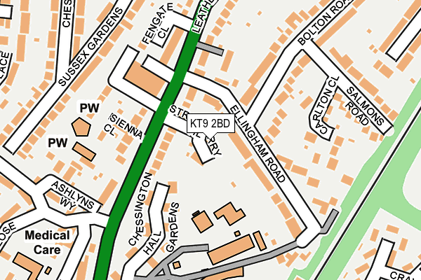 KT9 2BD map - OS OpenMap – Local (Ordnance Survey)