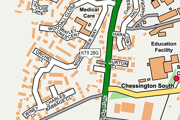 KT9 2BG map - OS OpenMap – Local (Ordnance Survey)