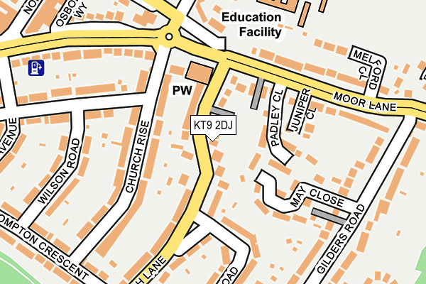 KT9 2DJ map - OS OpenMap – Local (Ordnance Survey)