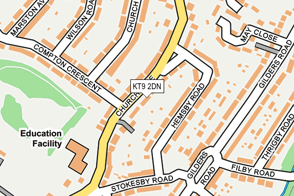 KT9 2DN map - OS OpenMap – Local (Ordnance Survey)