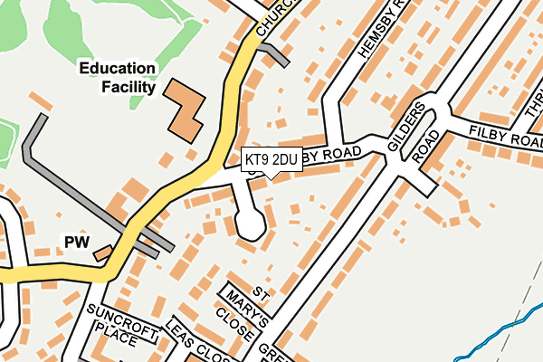 KT9 2DU map - OS OpenMap – Local (Ordnance Survey)