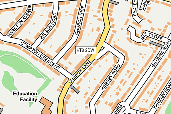 KT9 2DW map - OS OpenMap – Local (Ordnance Survey)