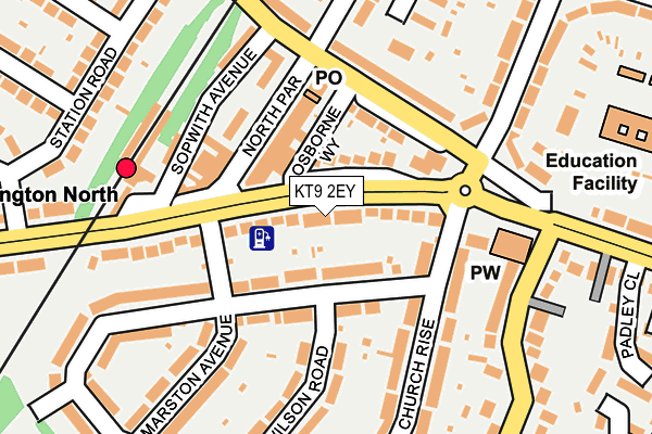 KT9 2EY map - OS OpenMap – Local (Ordnance Survey)
