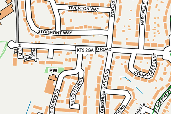 KT9 2GA map - OS OpenMap – Local (Ordnance Survey)