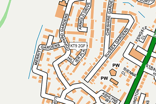 KT9 2GF map - OS OpenMap – Local (Ordnance Survey)