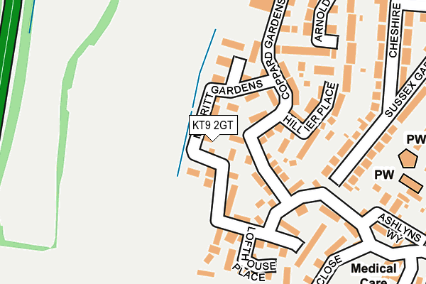 KT9 2GT map - OS OpenMap – Local (Ordnance Survey)