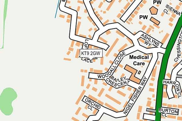 KT9 2GW map - OS OpenMap – Local (Ordnance Survey)