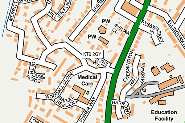 KT9 2GY map - OS OpenMap – Local (Ordnance Survey)