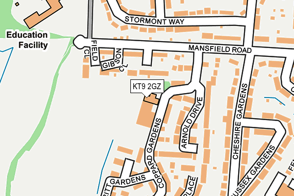 KT9 2GZ map - OS OpenMap – Local (Ordnance Survey)